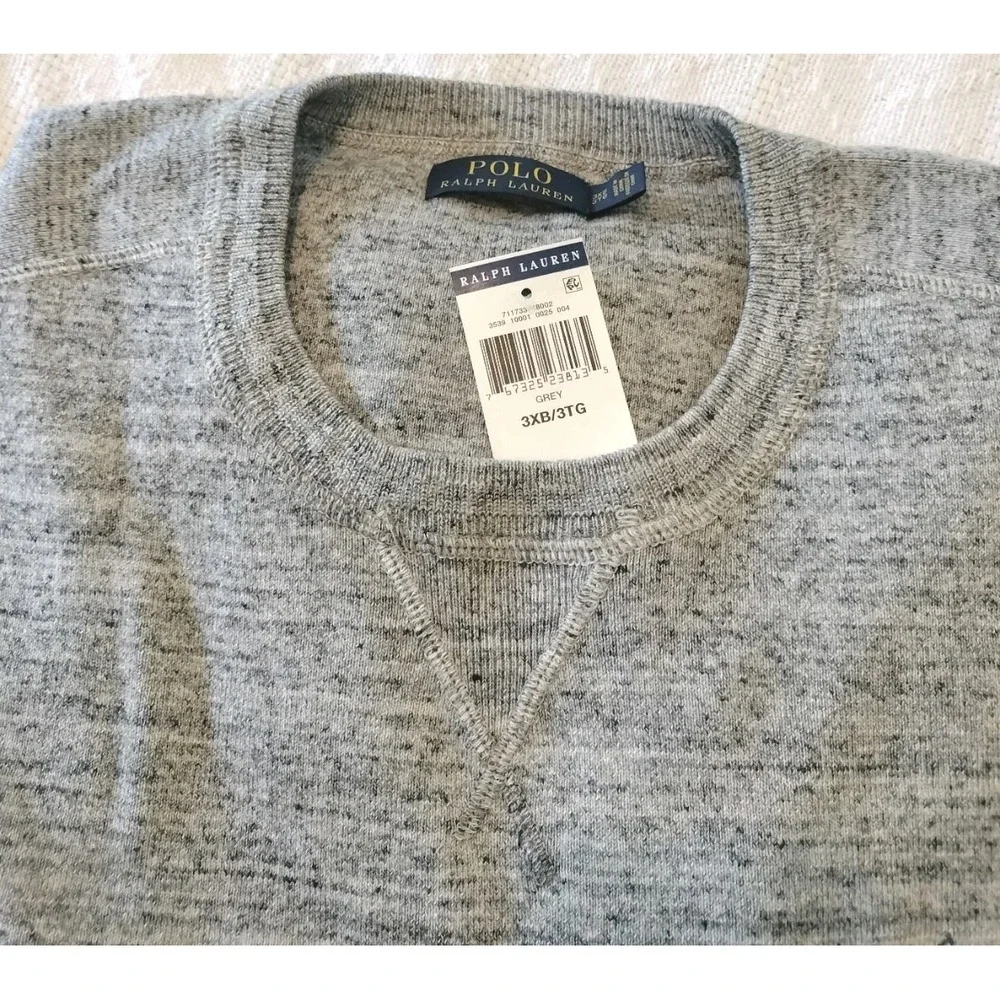 Polo Ralph Lauren Sweater Men 3XB Gray Crewneck Knit Pullover NWT 100% Cotton